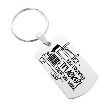 My Favorite Trucker Calls Me Mom Keychain - Customizable Back